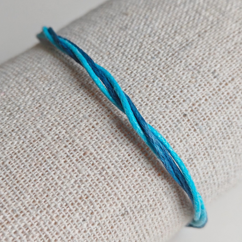 Blue Turquoise Woven Cord Twisted Multi-Strand Adjustable Bracelet Boho Surfer